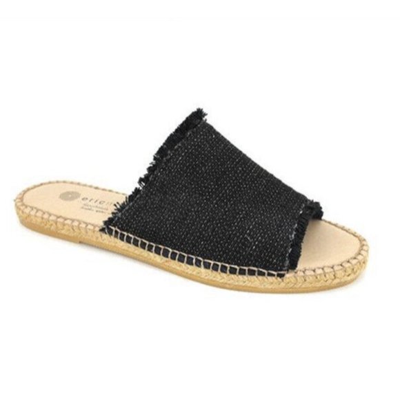 Eric Michael Olisa Espadrille Slide Sandals Womens Size 7.5 Shoe Euro 38 Black - Picture 8 of 12